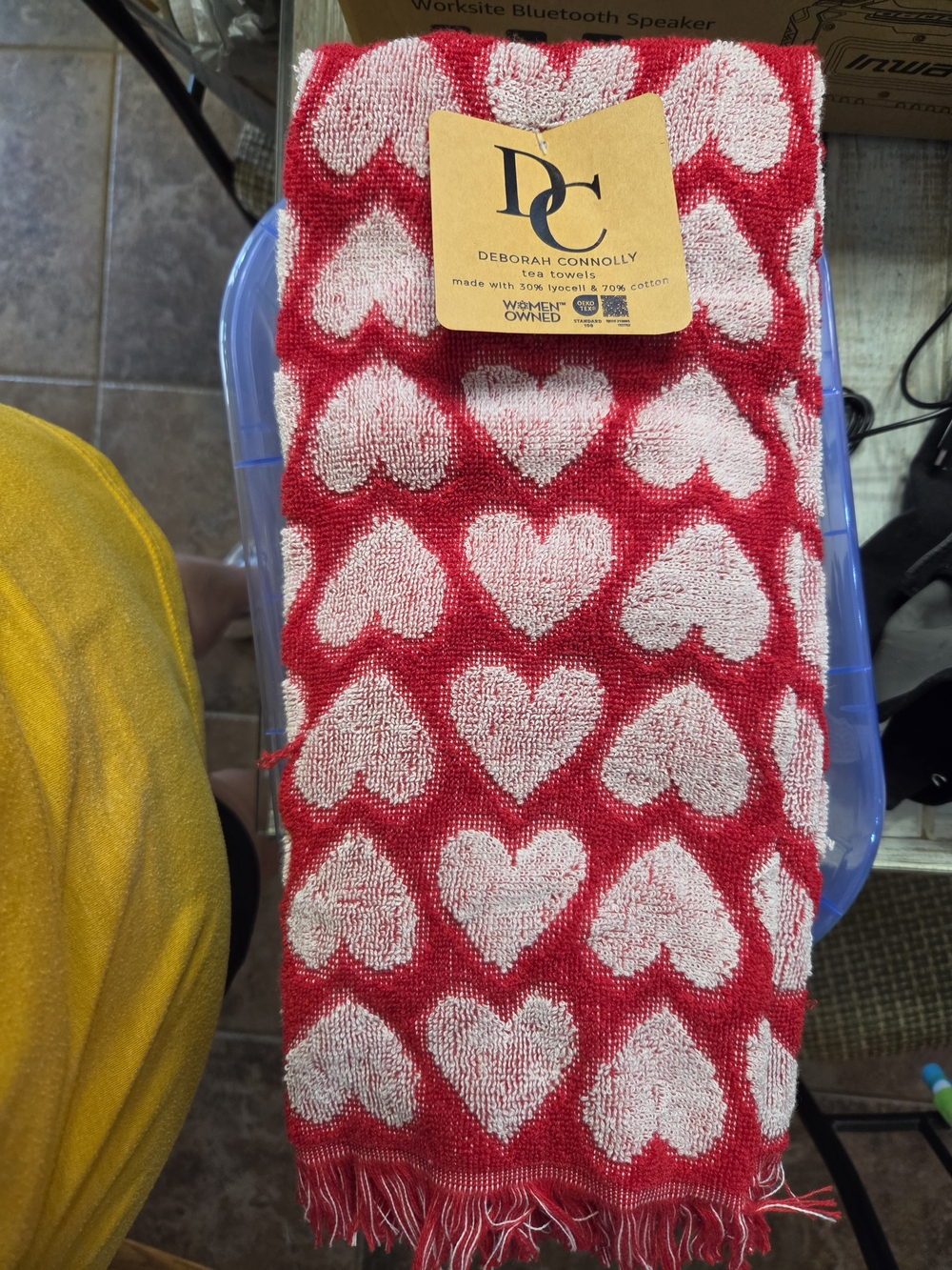 Red & White Heart Kitchen Towel
